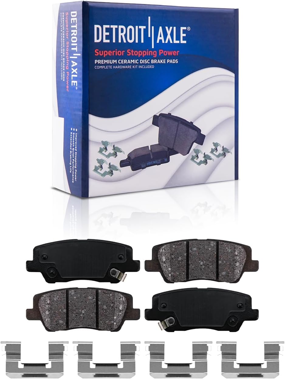 Detroit Axle - 8pc Brake Kit for 2013-2018 Cadillac ATS, Drilled and Slotted Disc Brake Rotors Ceramic Brakes Pads Replacement: 11.81' inch Front and 12.40' inch Rear Rotor