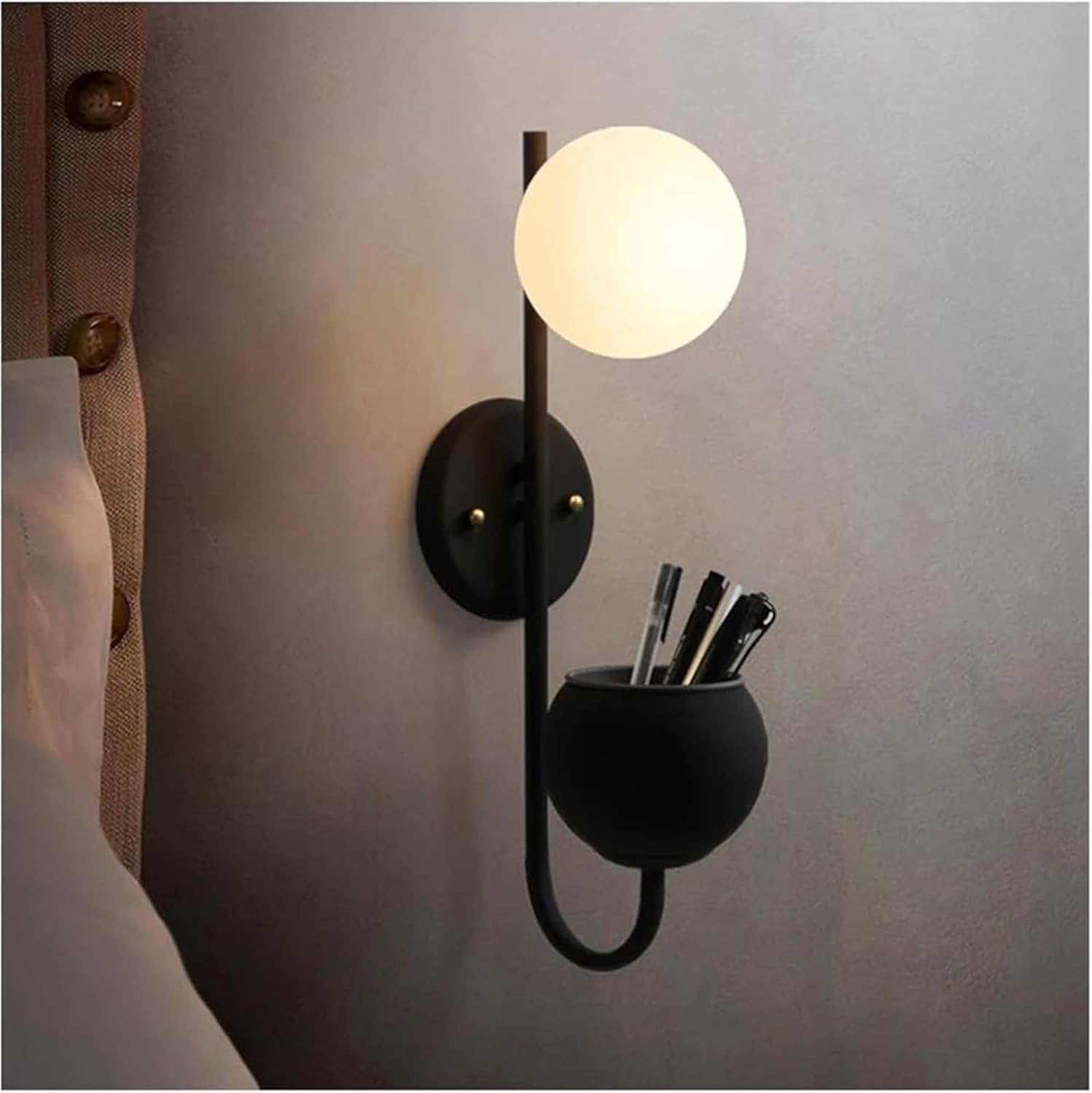 Wrought Iron Glass Wall lamp V-intage - Plant LED Wall Light Fixtures Restaurant Aisle Wall Sconce Luminaire(Black)