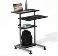 Mount-It! Rolling Desk Adjustable Height up to 54.7', Portable Standing Desk for Laptop or Podium Stand with Wheels, Mobile Roller Presentation Cart, Computer Work Station 27.5' Wide, Locking Wheels