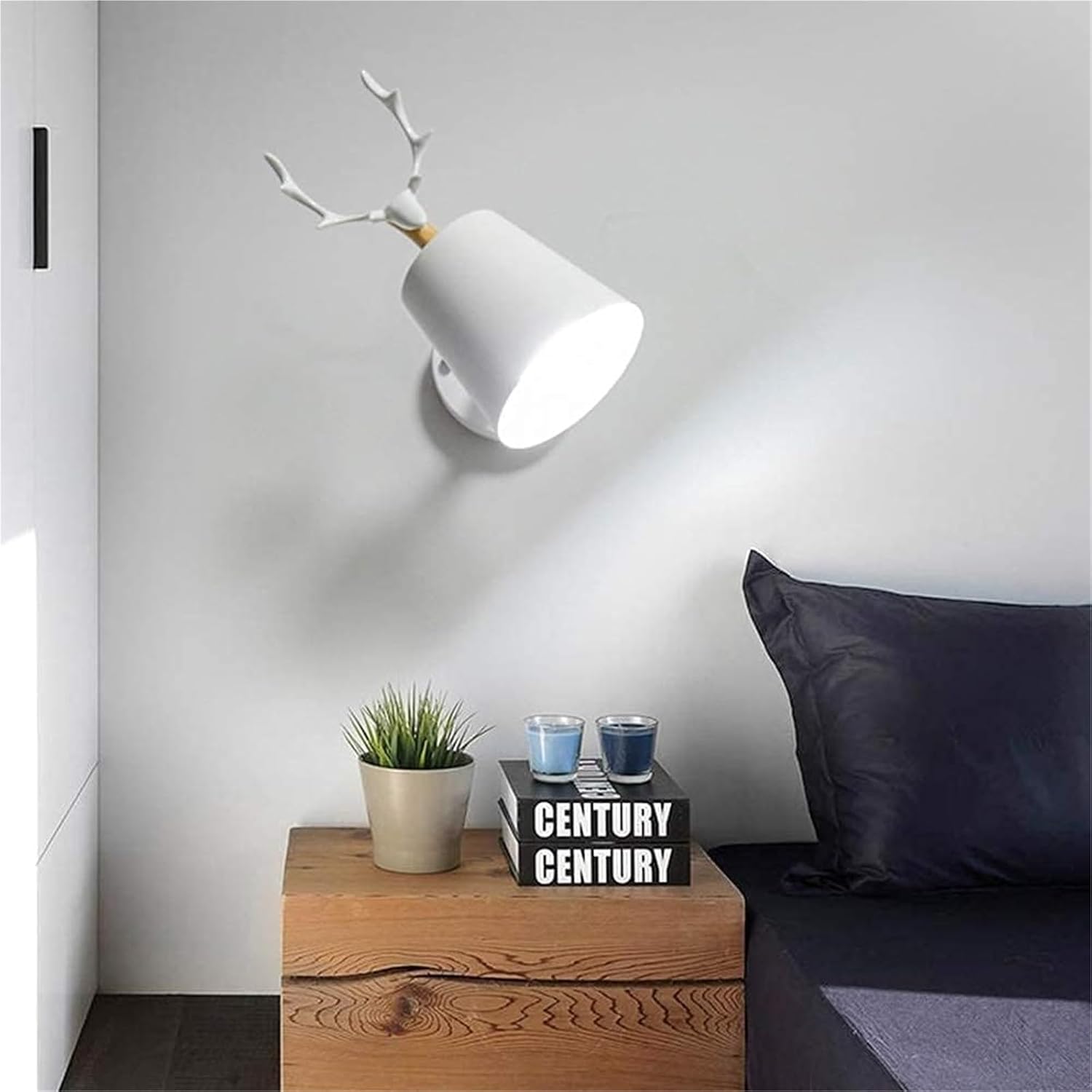 Wall Light Modern Wall Lamp Black Wrought Iron Shade Simple Wall Mount Light Indoor Sconces Home Decor Lamp Chandelier Light Fixture(White)