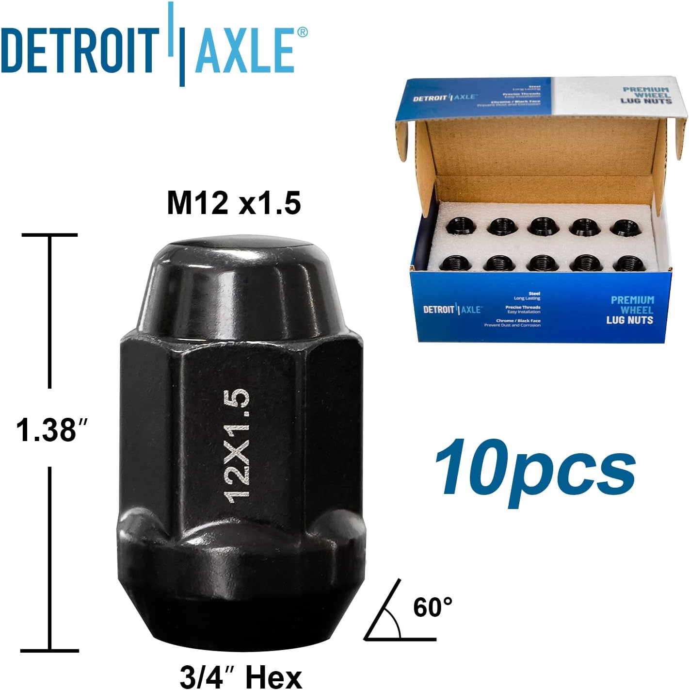 Detroit Axle - Rear Brake Kit for Dodge Grand Caravan Chrysler Town & Country Routan, Drilled Disc Brakes Rotors Ceramic Brake Pads Wheel Bearing Hubs Wheel Lug Nuts Replacement : 12 inch Rotor