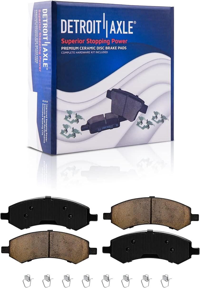 Detroit Axle - Brake Kit for 2006-2018 Dodge Ram 1500 2007-2009 Durango Chrysler Aspen 2019-2024 Ram 1500 Classic, Drilled Slotted Brake Rotors and Ceramic Brakes Pads w/Hardware Replacement