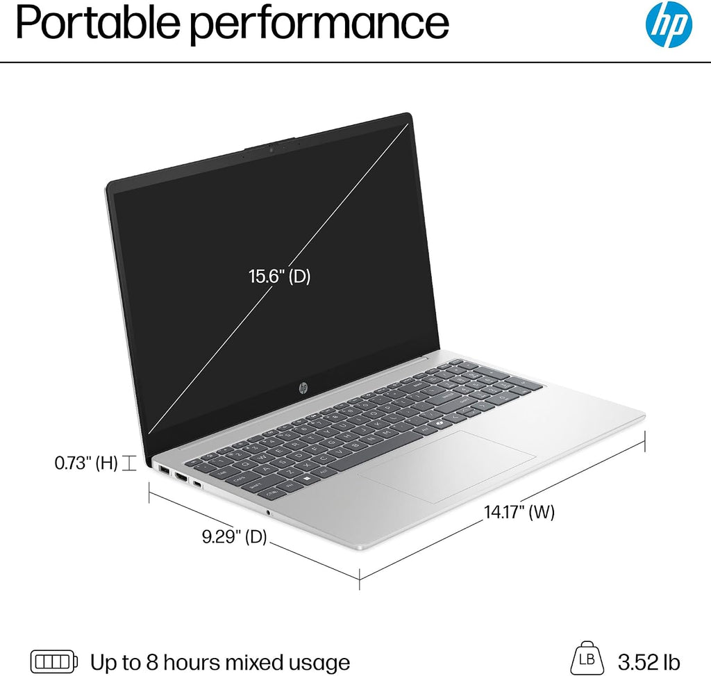 HP 15.6' Touchscreen Laptop Computer for Student & Business– Intel 13th Core i3‑1315U (Up to 4.5GHz), 4GB RAM, 512GB SSD, Windows 11 Pro, Anti-Glare, Copilot AI, Wi‑Fi 6, Bluetooth 5.3, w/Accessories