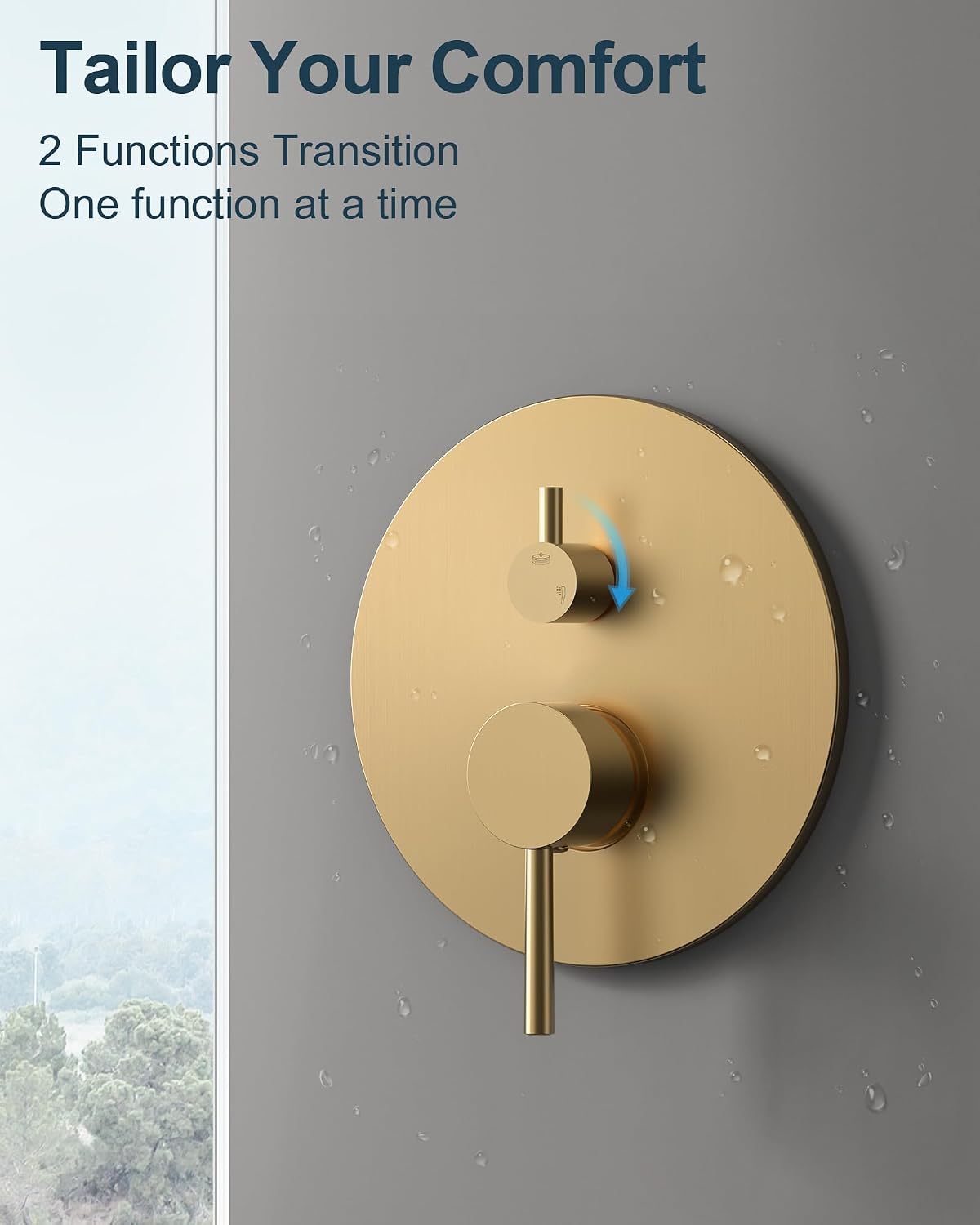 10 Inch Round Shower Faucet Set, High Pressure Rainfall Shower Head and Handheld Sprayer Combo, Brushed Gold