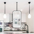 Ceiling Hanging Mirror,Illuminated Square Bathroom Vanity Mirror,Wrought Iron Frame Hanging Mirror,for Bathroom Hotel and Bedroom,Black-50x80cm,Black-50x80cm