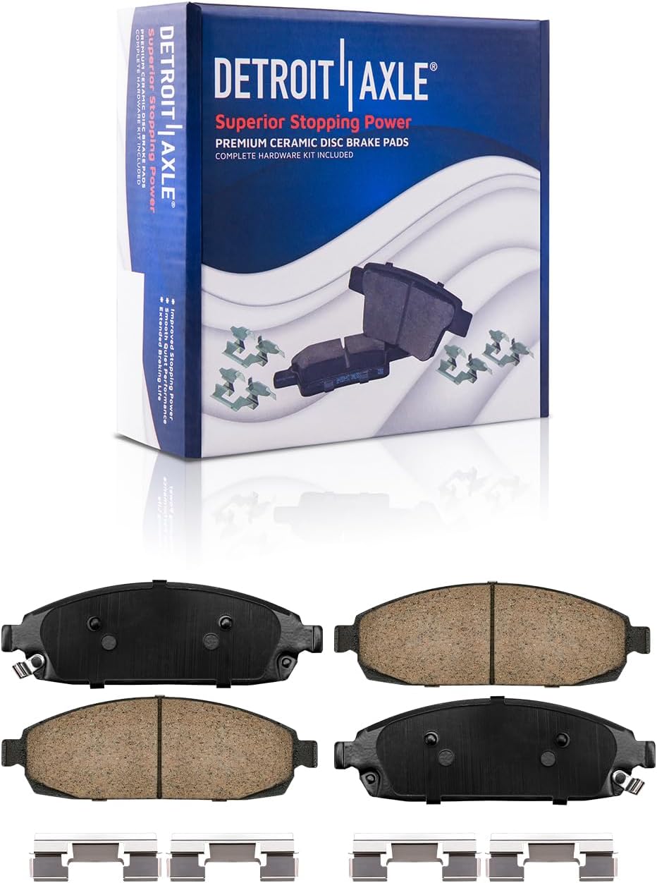 Detroit Axle - Brake Kit for 05-10 Jeep Grand Cherokee, 06-10 Commander Replacement 2005 2006 2007 2008 2009 2010 Disc Brake Rotors Ceramic Brakes Pads Front and Rear