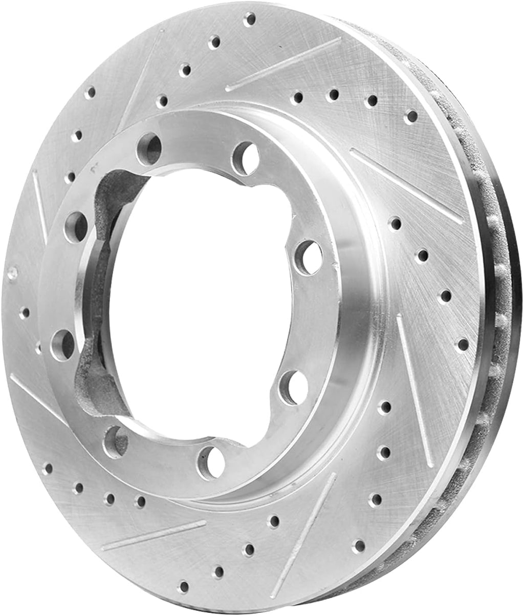 Detroit Axle - Front Brake Kit for 1994-1999 Dodge Ram 2500 RAM 3500, 90-00 Chevy GMC K3500 Drilled & Slotted Disc Brake Rotors Ceramic Brakes Pads 1995 1996 1997 1998 Replacement