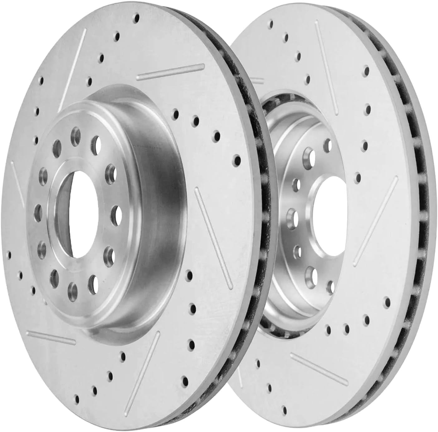 Detroit Axle - Brake Kit for 2019-2025 Ram 1500 Drilled and Slotted Disc Brake Rotors Ceramic Brakes Pads with Hardware 2020 2021 2022 2023 2024 Replacement