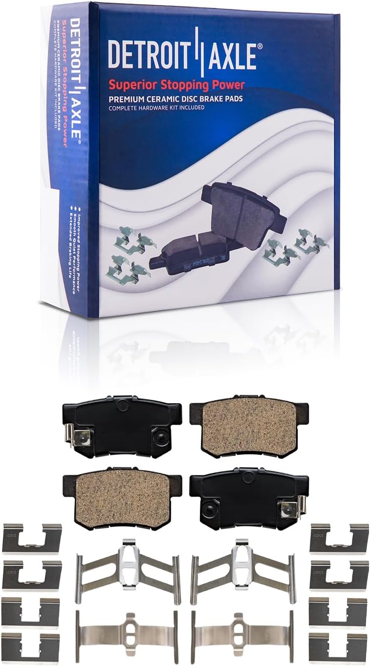 Detroit Axle - 2.3L Brake Kit for 1998-2002 Honda Accord 98-99 CL Front & Rear Drilled and Slotted Disc Brake Rotors Ceramic Brakes Pads 1999 2000 2001 Replacement