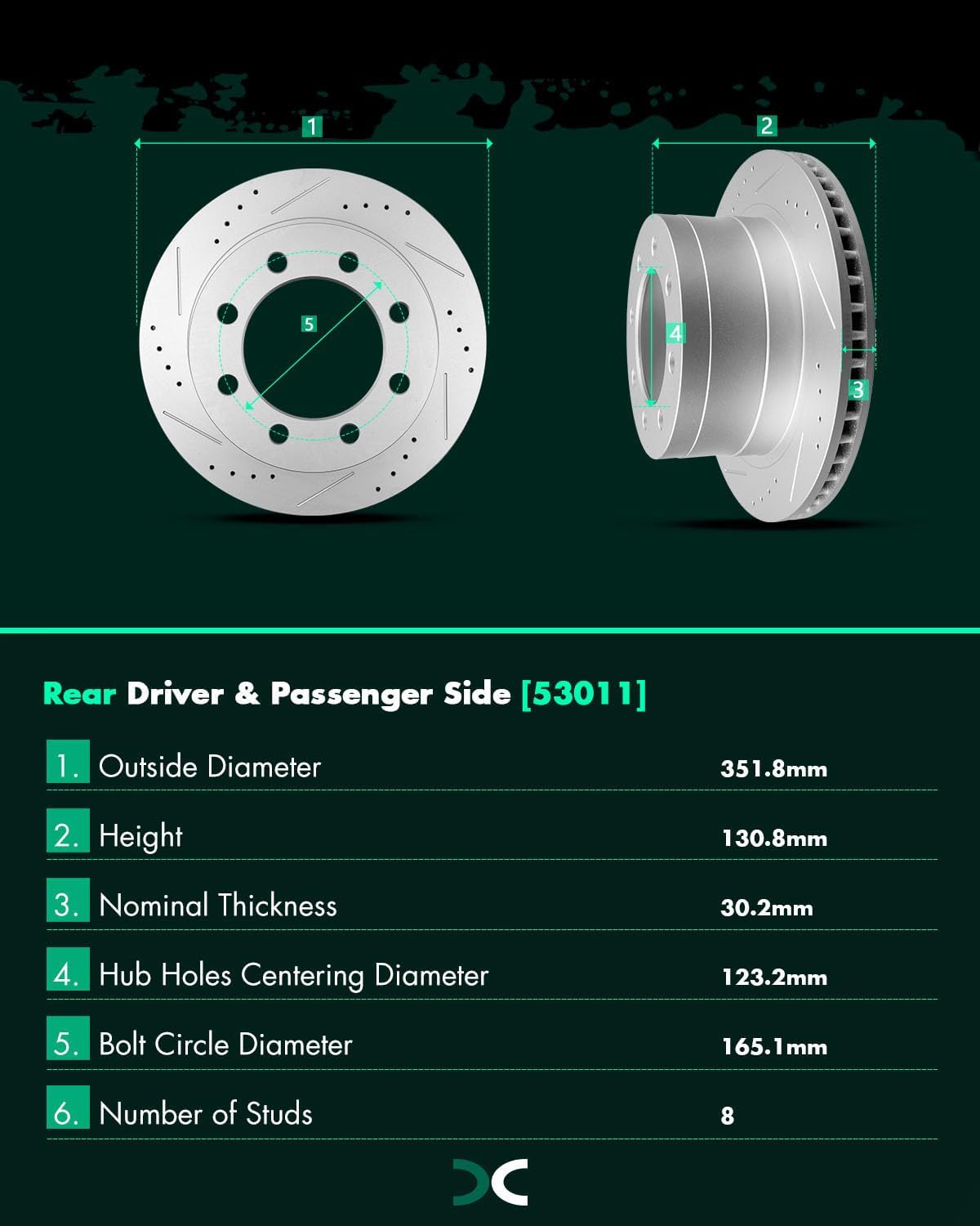 SCITOO Brake Kit Rear Brake Rotors and Ceramic Brake Pads fit for 2006-2008 for Dodge for Ram 1500,2003-2008 for Dodge for Ram 2500,2003-2008 for Dodge for Ram 3500