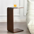 C Shaped End Table, Solid Wood Sofa Side Table for Couch, Bed, and Living Room, Space-Saving Small Snack Table for Bedroom, Office, or Balcony, Wooden Nightstand for Laptop and Narrow Spaces