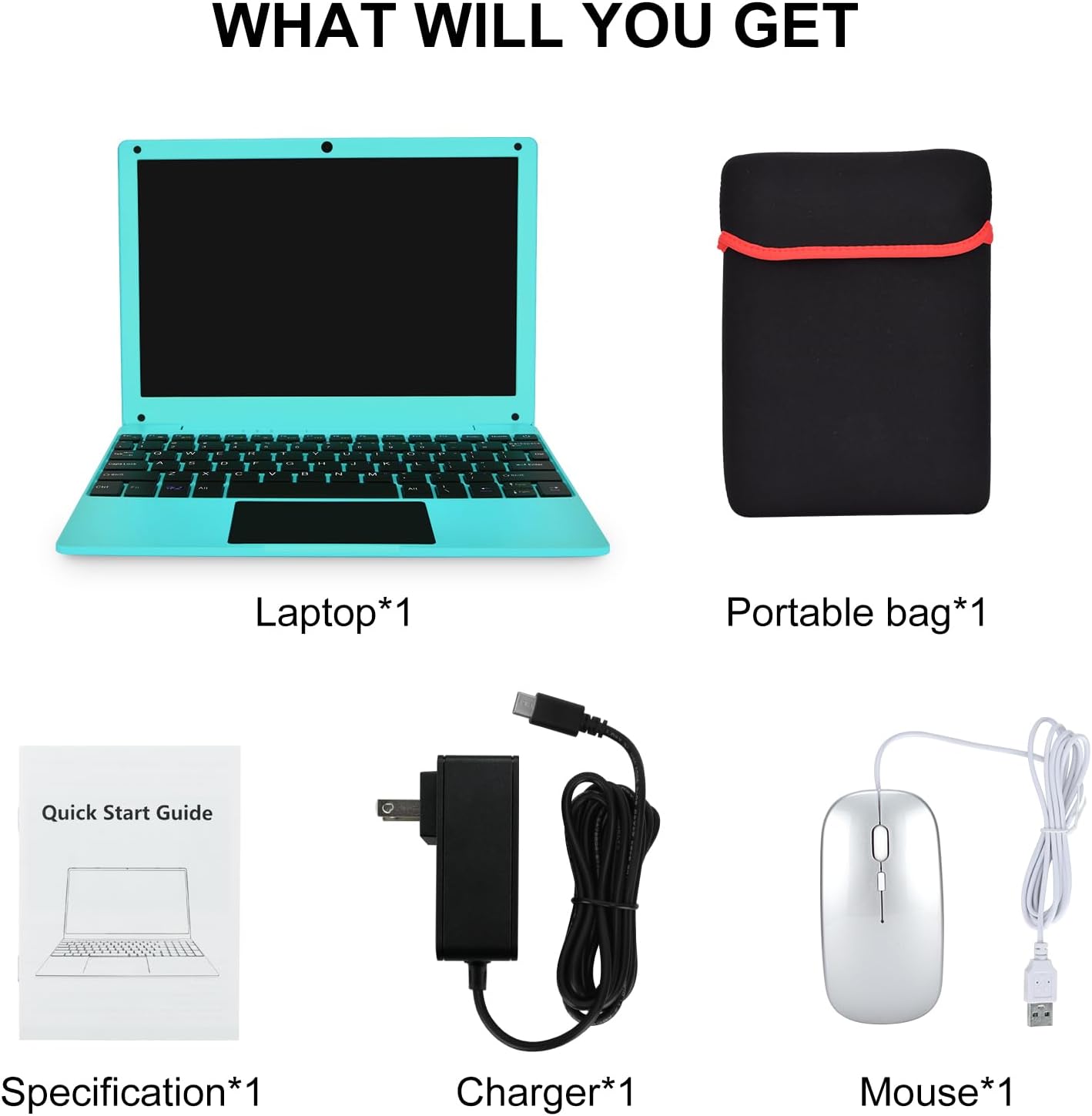 Portable Mini Education Laptop Computer with Celeron N4000 CPU 8GB RAM 256GB SSD HD IPS Screen, Laptop Computer for Learning, Office Work (Blue)
