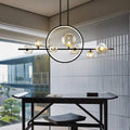 7 Light Sputnik Chandelier Wrought Iron LED Pendant Light Postmodern Glass Bubble Golden Black Round Ceiling Light Fixture for Kitchen Living Room Dining Room Bedroom G9 Bulb