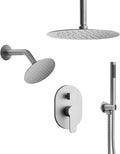 Ceiling Mount 10' High-Pressure Rainfall Shower Faucet, Dual Rainfall Shower Head System with Valve (Brushed Nickel)