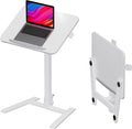 alawooder 25 Inch Mobile Folding Desk - No Assembly, Pneumatic Sit-Stand, 29-42' Height Adjustable Rolling Laptop Desk with Hidden Wheels, 0-90° Tilt Top for Home Office, Craft & Study