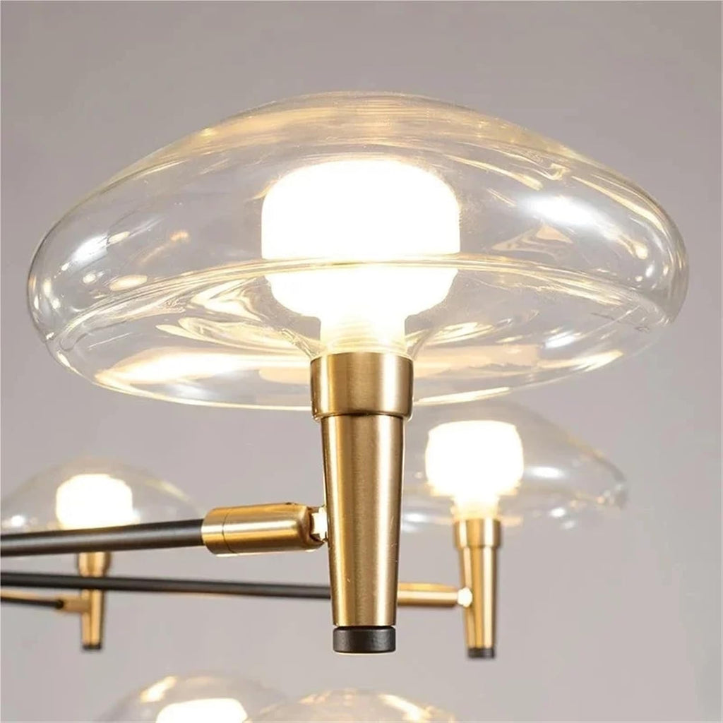 Multiple Heads Black Gold Jellyfish Chandelier for Living Dining Room Bedroom Kitchen Wrought Iron Glass Decoration Lighting,Dining Light Fixtures