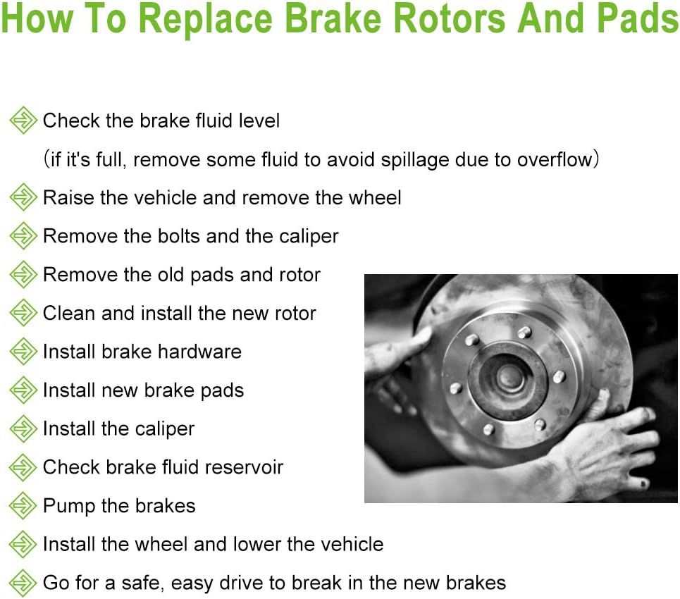 [SCITOO Brake Kits] - (2) Front Drilled and Slotted Brake Rotors (4) Ceramic Pads for 2004-2006 for Dodge for Durango,2002-2005 for Dodge for Ram 1500