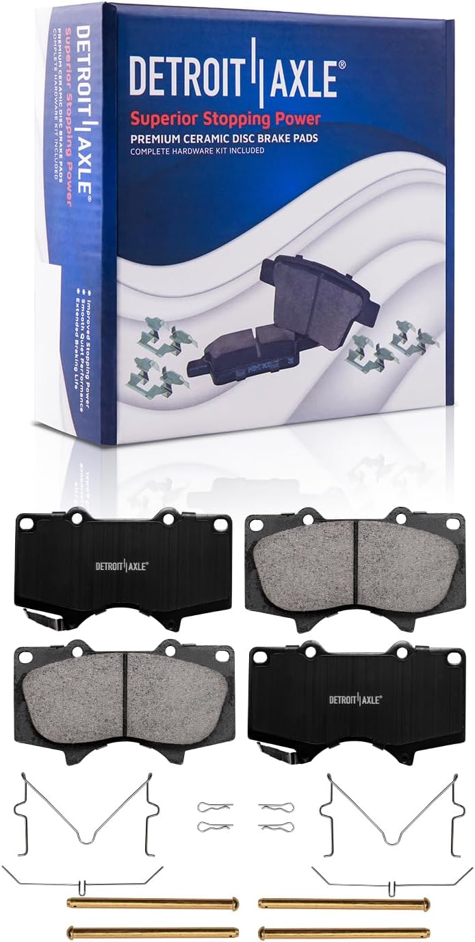 Detroit Axle - Brake Kit for Toyota 2010-2018 4Runner Lexus GX460, Disc Brake Rotors Ceramic Brakes Pads 2011 2012 2013 2014 2015 2016 2017 Replacement