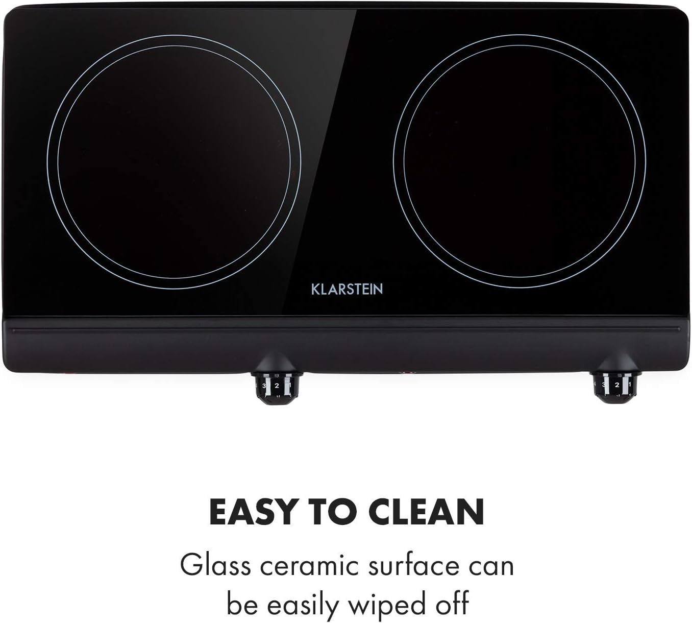 Klarstein 2 x 2400 W built-in ceramic hob, 2-burner hob, ceramic hob, ceramic hob, ceramic hob, stainless steel electric hob