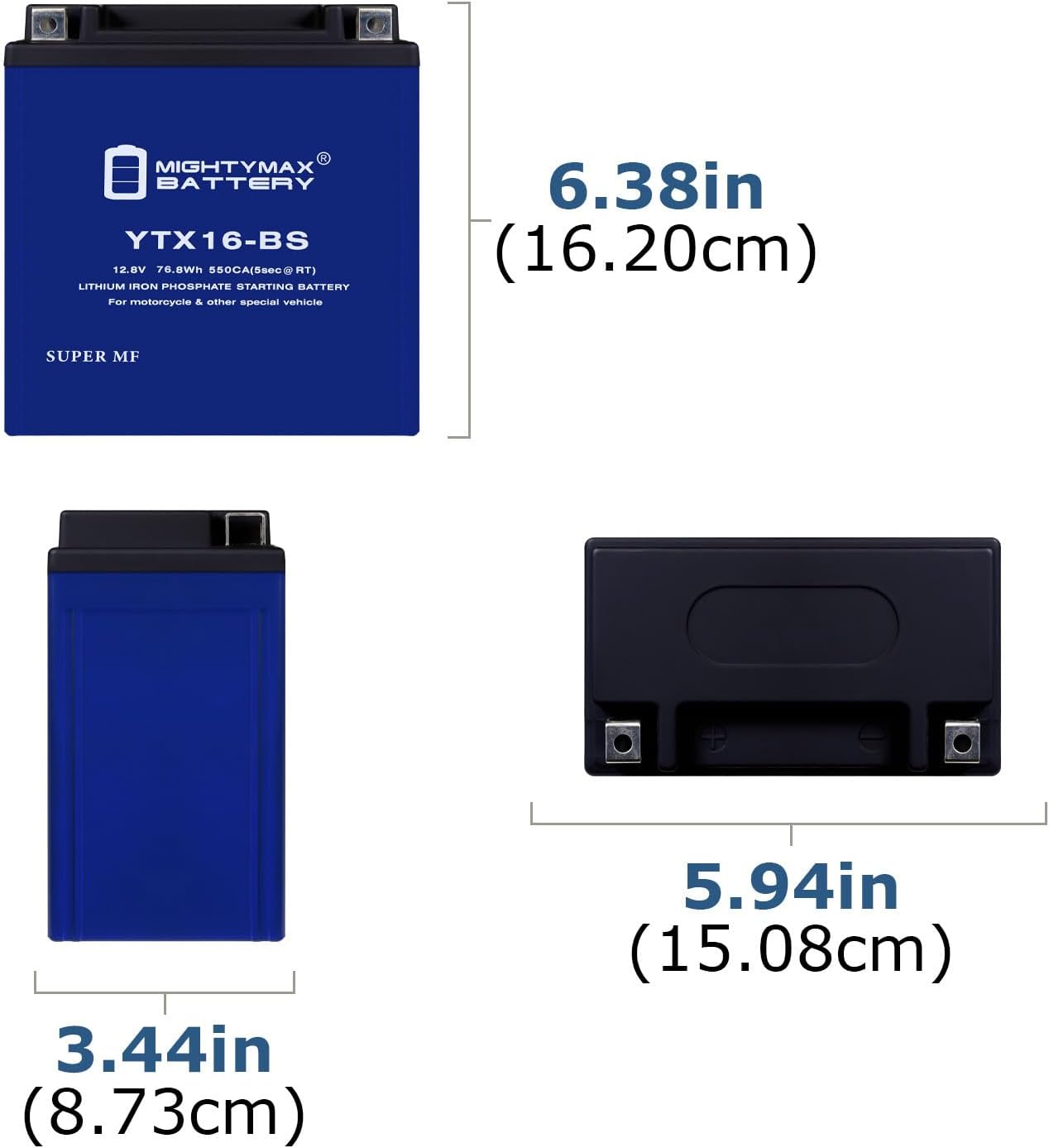 Mighty Max Battery Mighty Max Battery YTX16-BS LIFEPO4-12 Volt 14 AH, 400 CCA, Lithium Iron Phosphate (LiFePO4) Battery