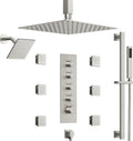 16 Inch Rainfall Shower System for Bathroom with Valve, Dual Rainfall Shower Head Faucet with 6 Body Jets (Brushed Nickel)