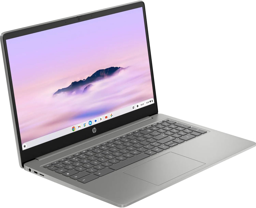 HP Chromebook Plus Laptop 15.6 Inch Intel Core i3-N305 8GB LPDDR5 RAM 128GB UFS UHD Graphics ChromeOS Wifi Bluetooth USB-C 1080p Webcam MicroSD Reader, Mineral Silver 15a-nb0033dx Computer (Renewed)