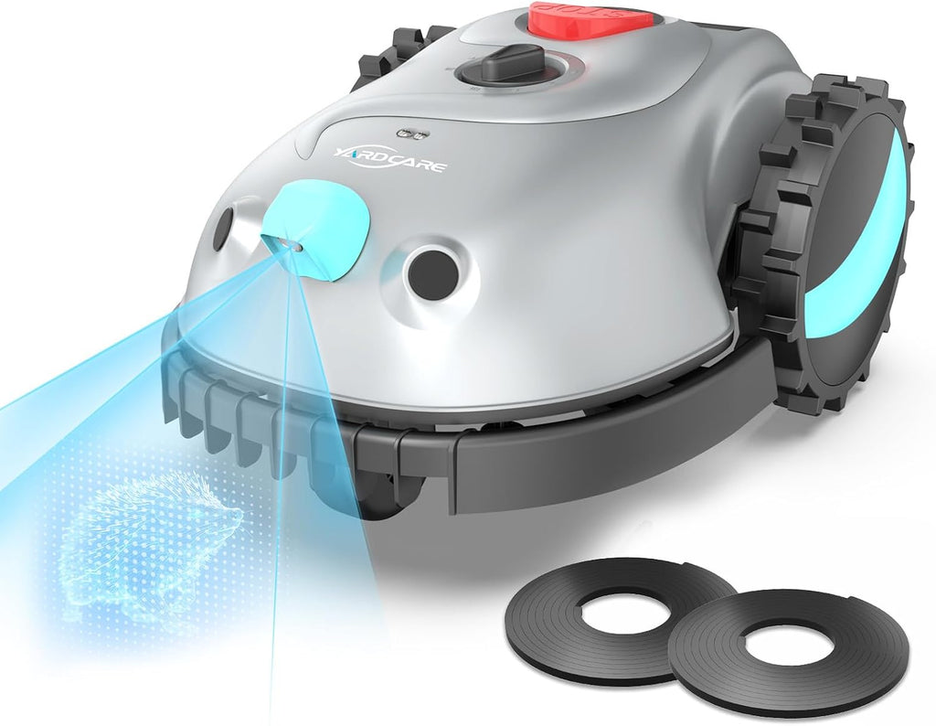 YARDCARE V100 Robot Lawn Mower with HD Vision Navigation, Smart Obstacle Detection, Collision Sensors, Adjustable Cutting Height, Low-Noise Operation—Perfect for Small Lawns up to 1,600 sq ft.