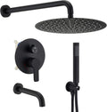 Shower System with Tub, Bathroom Shower Faucet with tub (10 Inch, Matte Black)