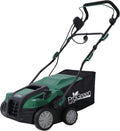 2-in-1 16' Walk Behind Scarifier, 15 Amp Electric Dethatcher Scarifier, Lawn Dethatcher for Yard Lawn Garden Care, Removable Collection Bag Extra Large 58QT (16 inch)