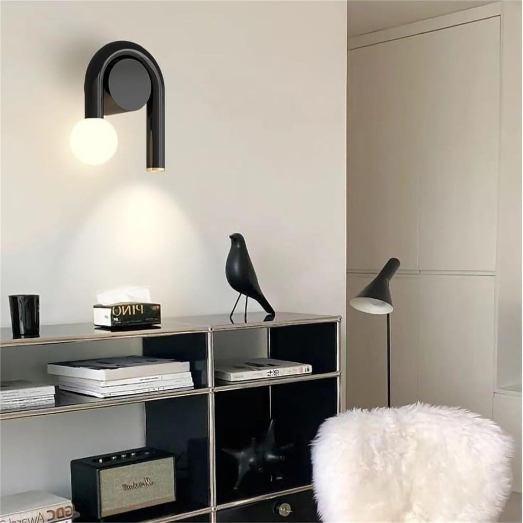 Wall Light Fixtures Wrought Iron LED Wall Sconce 12W Decorative Wall Lamp for Bedroom Living Room Corridor and Indoors(Black)