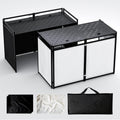 Portable DJ Booth Table,56''x28' Foldable DJ Table Stand Portable with White & Black Scrim,Adjustable D J Facade Tabl e Station Metal Frame D J Tabl e with Cable Hole for Private Events, Clubs, Bars