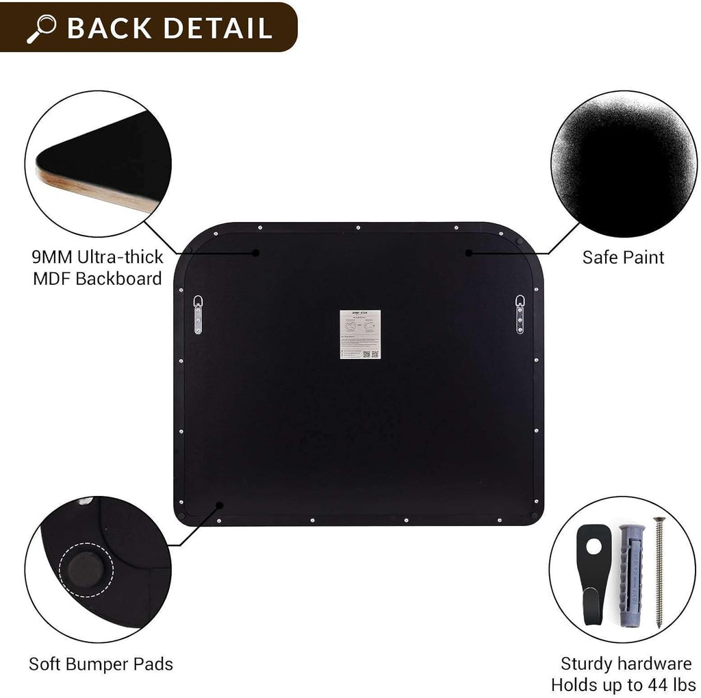 ANDY STAR 36x30 Matte Black Bathroom Vanity Mirror, Asymmetrical Soft Arch Rectangle Wall Mirror, Rust-Resistant Slim Stainless Steel Frame, Sleek 1-Inch Depth, Modern for Fireplace Mantel, Entryway
