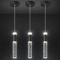 Pendant Ceiling Light Fixture for Kitchen Island, Black Gold Pendant Light Integrated Dimmable LED Hanging Light with Bubble Crystal Pendant Light Modern Pendant Lights Kitchen Island (3-Pack)