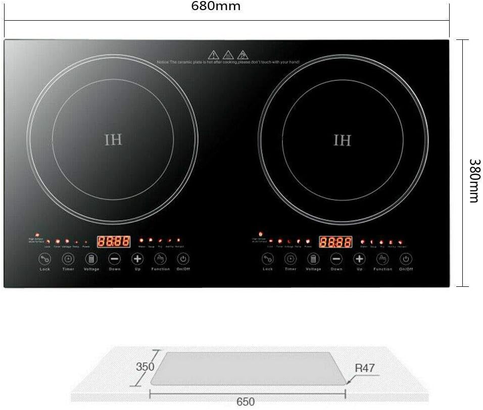 DYRABREST Electric Double Induction Cooktop,110V LCD Display Induction Hot Plate with 8 Levels Firepower and Multiple Cooking Modes,Far Infrared Heating Countertop Burners for Home (type 2)