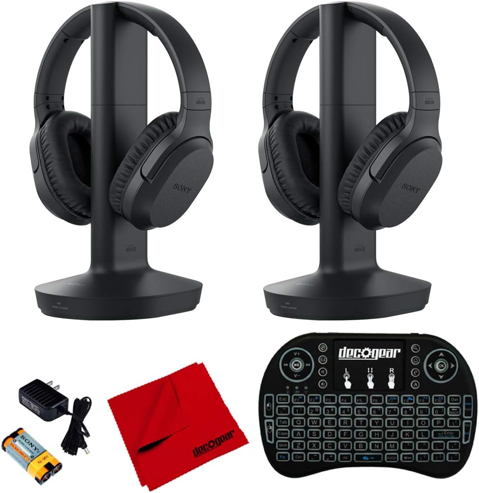 Sony RF400 Wireless Home Theater Headphones (2-Pack) w/Deco Gear Accessories Bundle
