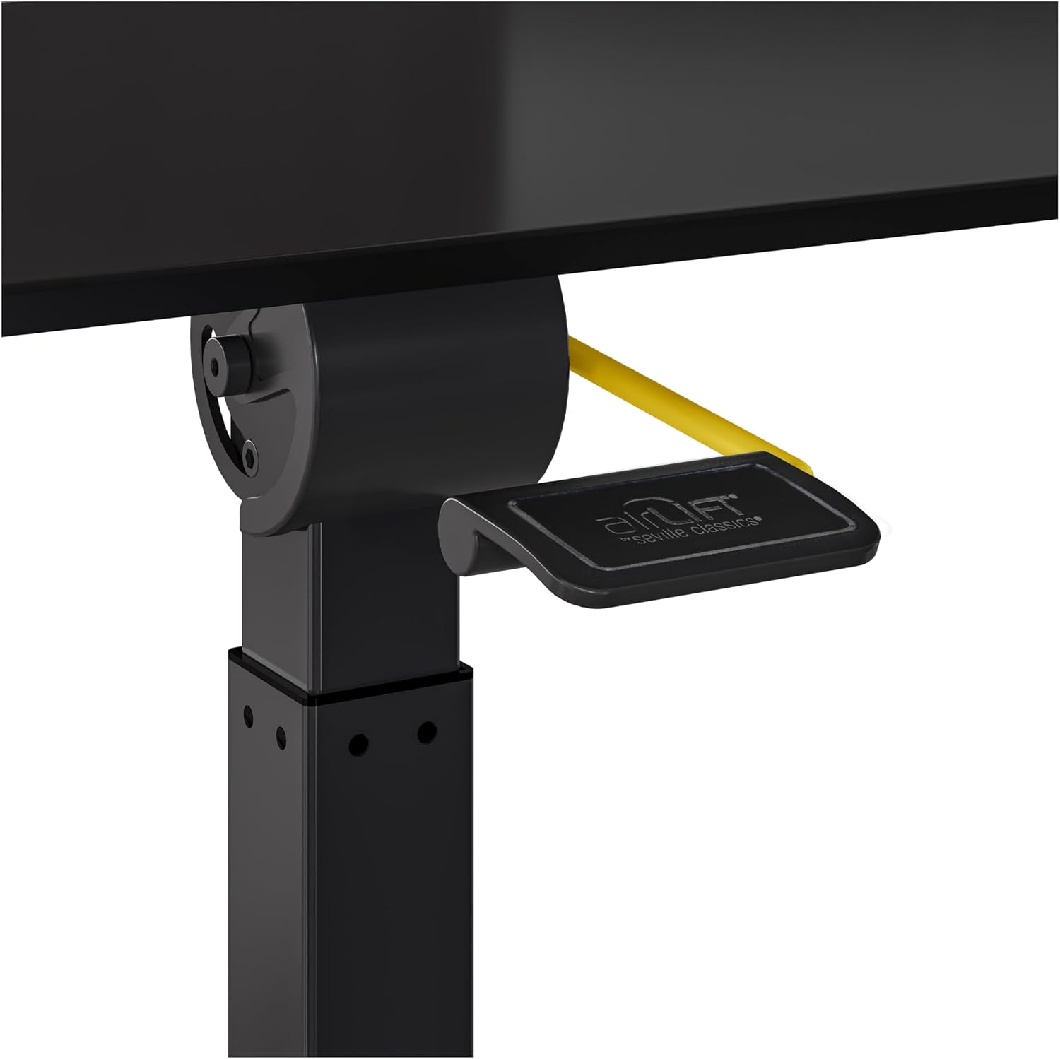 Seville Classics Airlift Height Adjustable Pneumatic Laptop Sit Stand Desk Mobile Rolling Cart, Computer Workstation for Home Office, Classroom, Black, 25.6' Tilting Desktop