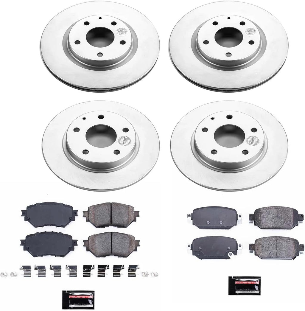PowerStop Front and Rear Brake Kit for Mazda 3 2017-18 - Fully-Coated Disc Rotors with Z17 Ceramic Brake Pads Replacement, CRK7518