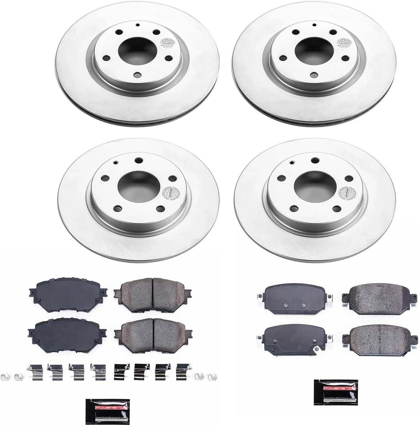 PowerStop Front and Rear Brake Kit for Mazda 3 2017-18 - Fully-Coated Disc Rotors with Z17 Ceramic Brake Pads Replacement, CRK7518