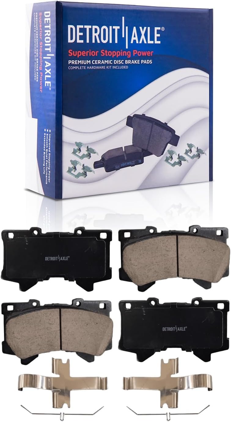Detroit Axle - 8pc Brake Kit for Toyota Tundra Sequoia Lexus LX600 13.94' inch Front and 13.19' inch Rear Drilled and Slotted Disc Brake Rotors Ceramic Brakes Pads Replacement