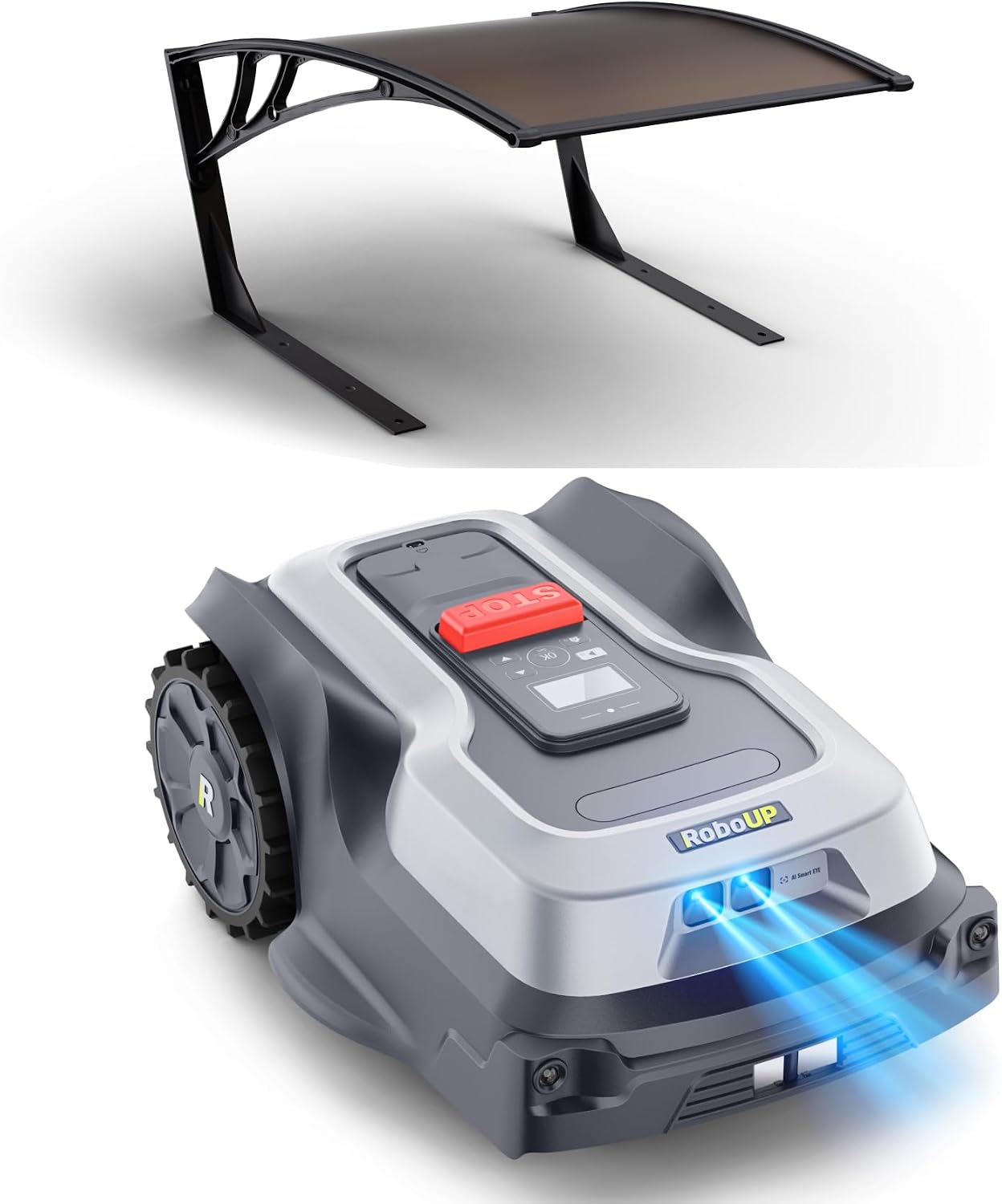 T1200Pro Robot Lawn Mower Wire-Free with Garage, Automatic Lawn Mower for 0.35 Acre, 45% Slopes, Cutting Height 3-6cm, Wireless RTK+AI Powered Robot Mower