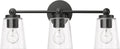 ML Lighting | Lauryn Collection | 22003-MB | 3 Light Vanity in Matte Black Finish with Clear Seeded Glass Shade | Versatile Design That adds High-End Texture and Elegance to Your Bathroom