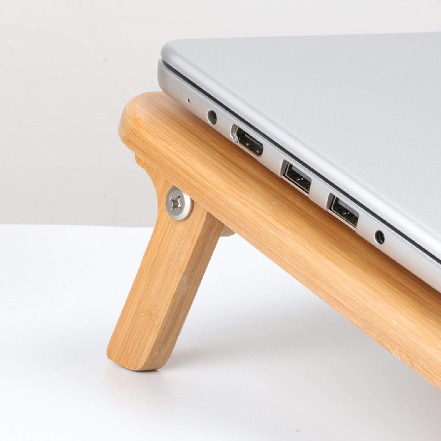 Laptop Cooling Pad Foldable Radiator Cooling Stand with Fans and Bamboo Structure Height and Angle Adjustable for Laptops Between 13' and 17'- Extra USB Port