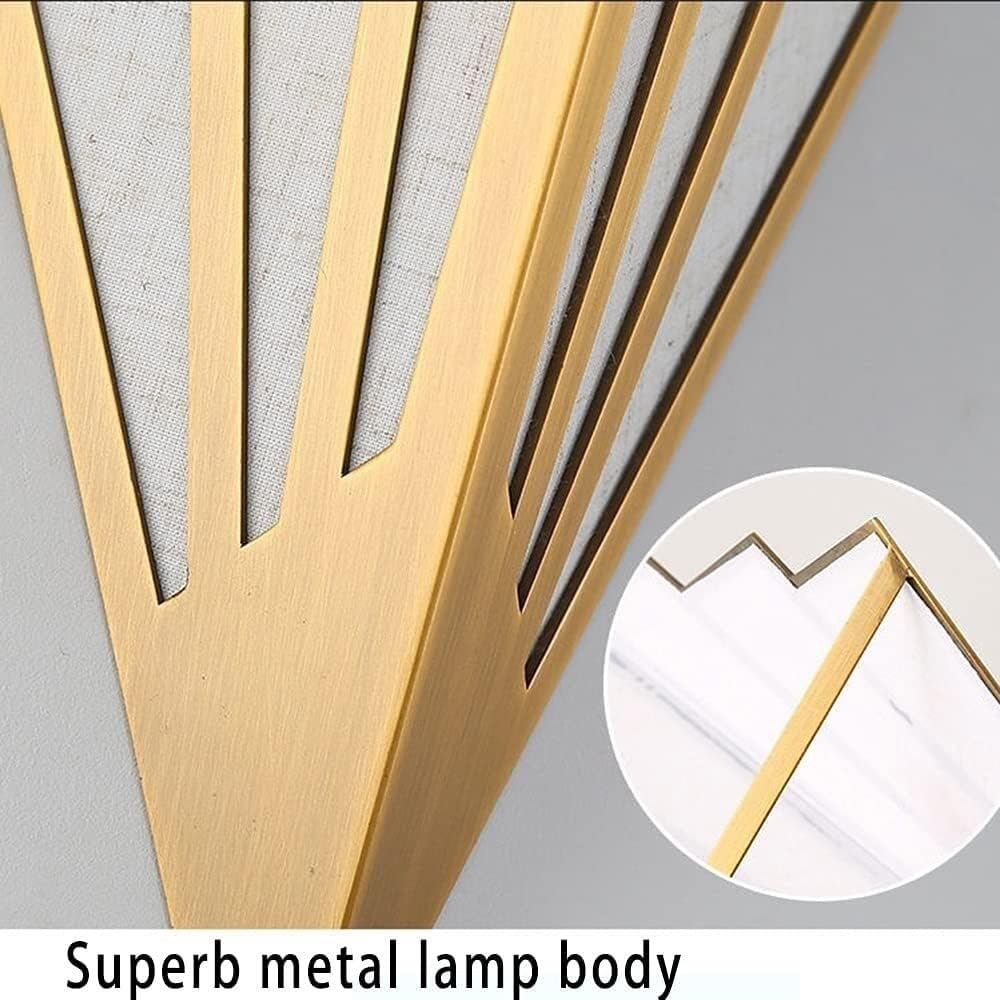 Antique Fan-Shaped Wall Light - Art Deco Wrought Iron Sconce, Linen Lampshade, Unique Triangle Design for Living Room, Bedroom, Aisle - Elegant Wall Lighting Fixture,Black-1 Head