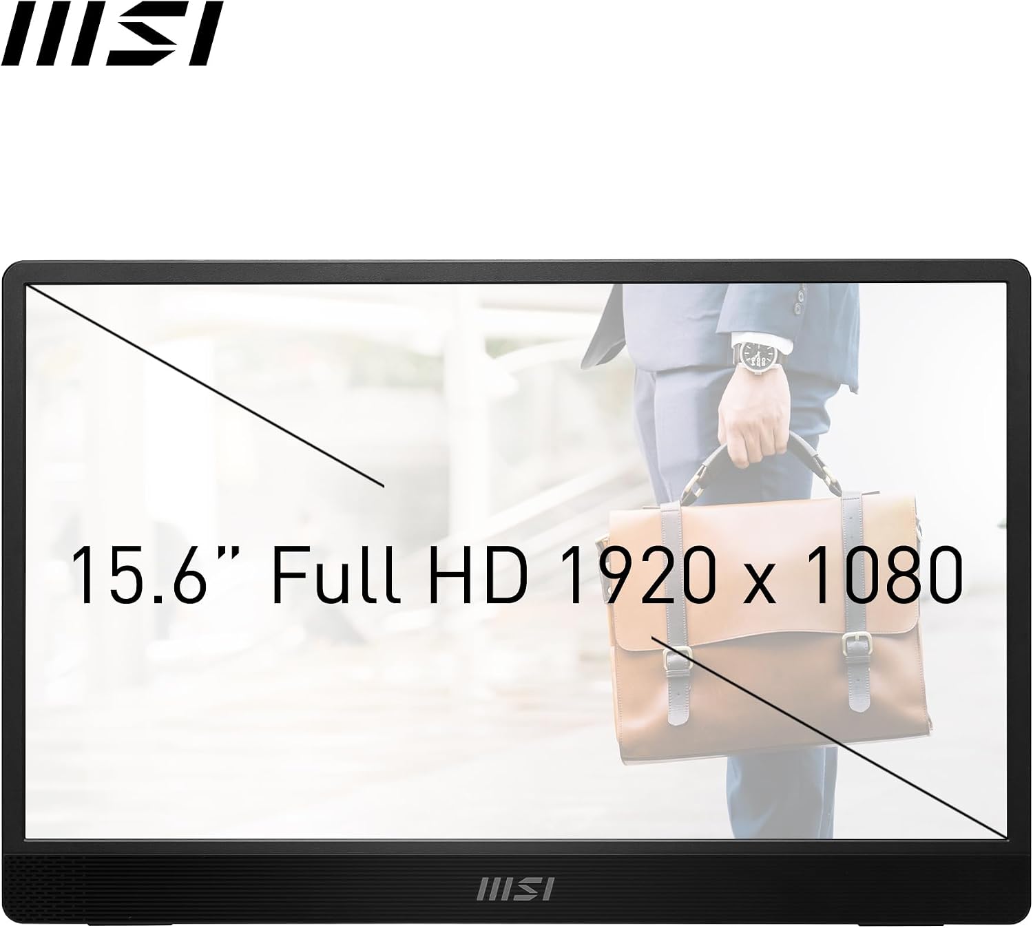 MSI PRO MP161 E2 Portable Monitor 15.6 Inches Full HD – IPS Panel 1920 x 1080, 60Hz, Practical (PC, Laptop, Mobile), Enhanced Speakers, Frame & Stand – Mini-HDMI 2.0b, 2 x USB Type-C