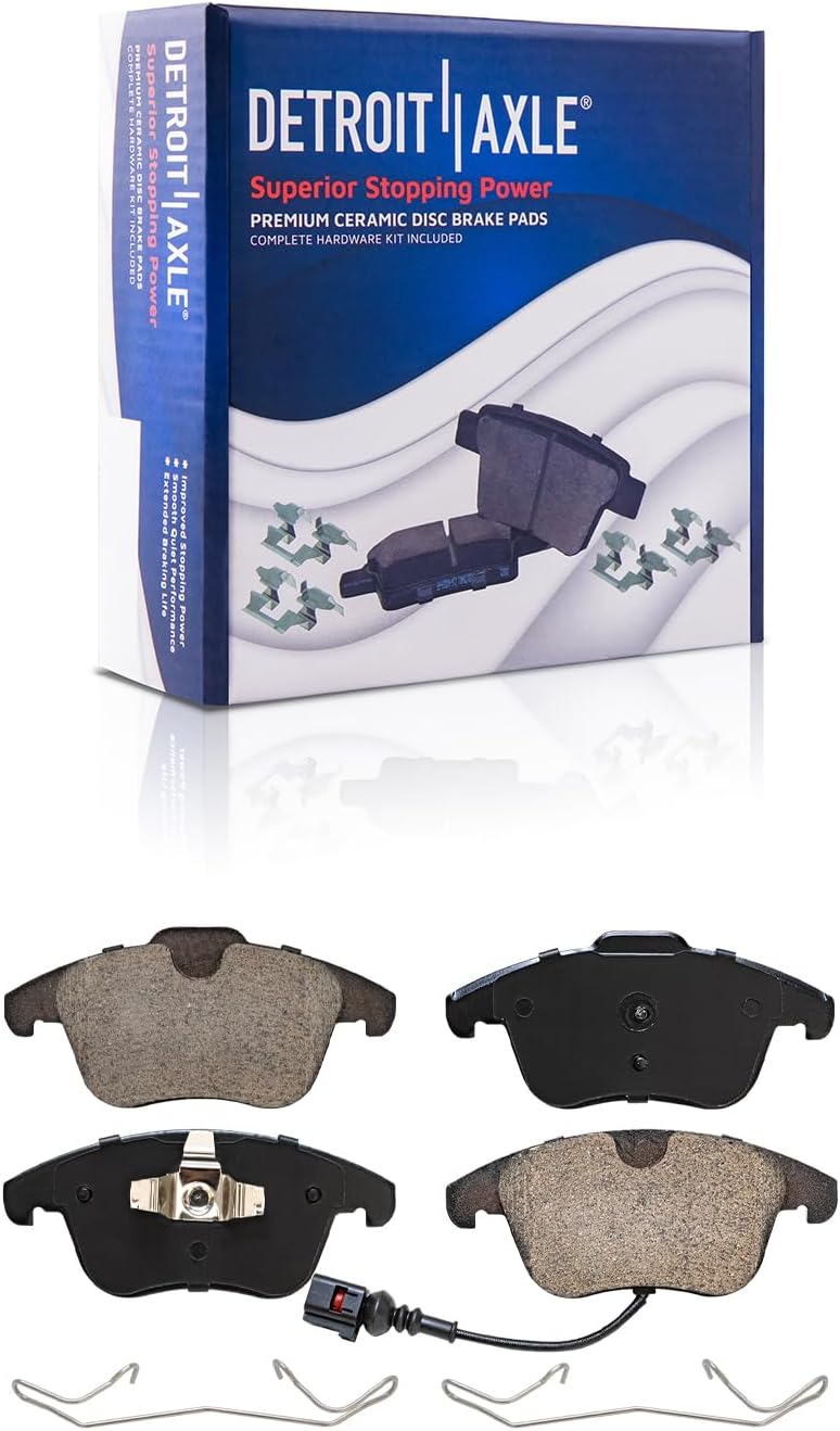 Detroit Axle - Brake Kit for 15-20 VW Passat, 12.28 inch Front and 10.70 inch Rear Drilled & Slotted Disc Brake Rotors Ceramic Brake Pads 2015 2016 2017 2018 2019 2020 Replacement
