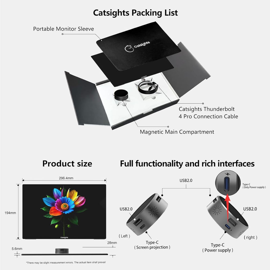 Portable Monitor Touchscreen for Mac 13.3' 2.5K Touch Screen Monitor with Protective Sleeve, USB-C Plug & Play 1500:1 0.22' Laptop Screen Extender for Mac Laptop PC Without Stand and Stylus