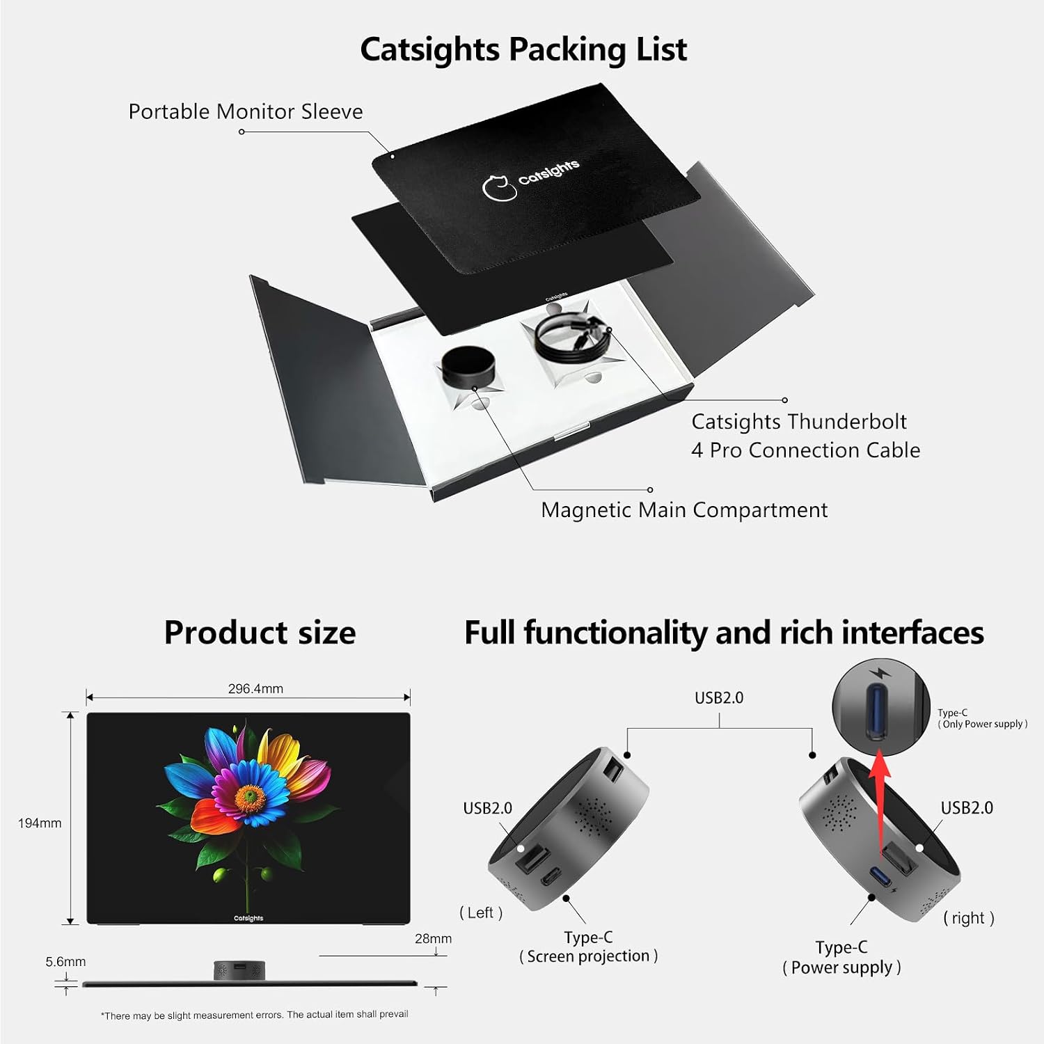 Portable Monitor Touchscreen for Mac 13.3' 2.5K Touch Screen Monitor with Protective Sleeve, USB-C Plug & Play 1500:1 0.22' Laptop Screen Extender for Mac Laptop PC Without Stand and Stylus