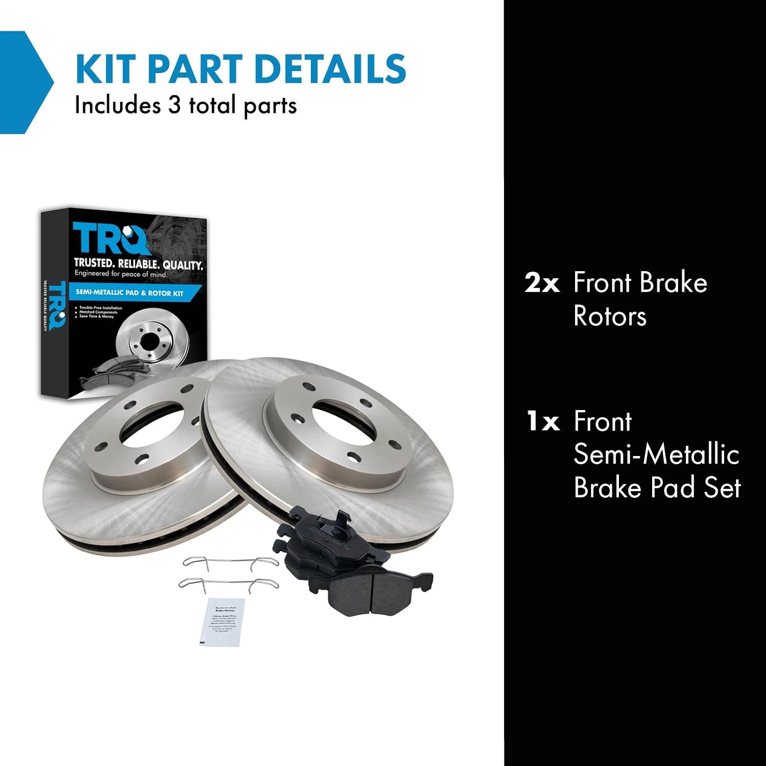 TRQ Front Brake Pad and Rotor Set Semi Metallic Vented Rotors Compatible with 2001-2007 Ford Escape 2001-2006 Mazda Tribute 2005-2007 Mercury Mariner