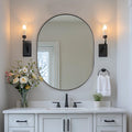 ANDY STAR 24x32'' Oval Mirror, Black Oval Mirror Pill-Shaped Design in Stainless Steel Metal Frame for Bathroom, Entryway, Living Room, Contemporary 1' Deep Wall Mount Vertical or Horizontal