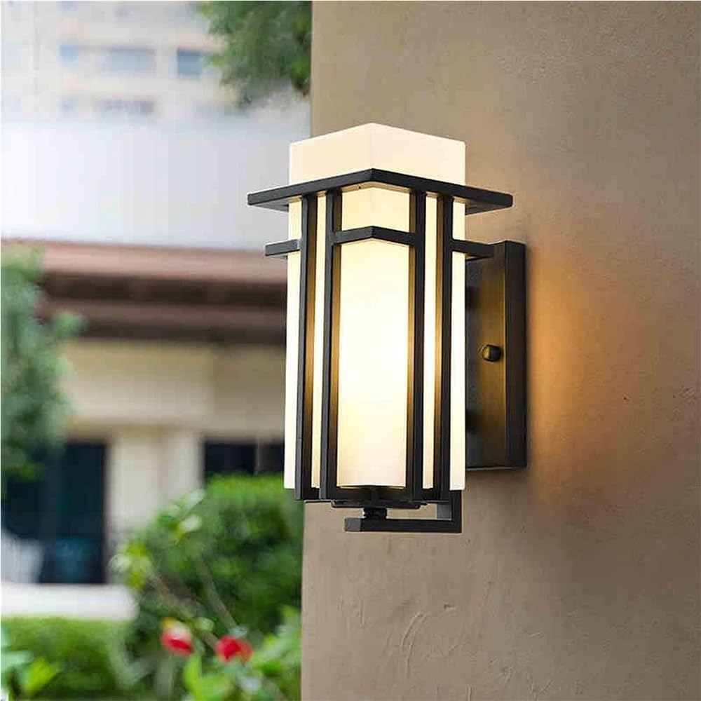Retro Wall Sconce Waterproof Wall Lamp Metal and Glass Wall Light Fixture E27 Black Wrought Iron Decorative Lighting for Bedroom Aisle Corridor Indoor/Outdoor